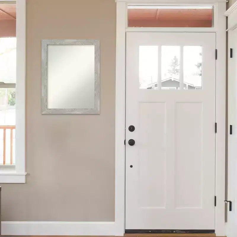 Gray Wash Narrow Framed Rectangle Wall Mirror, Single