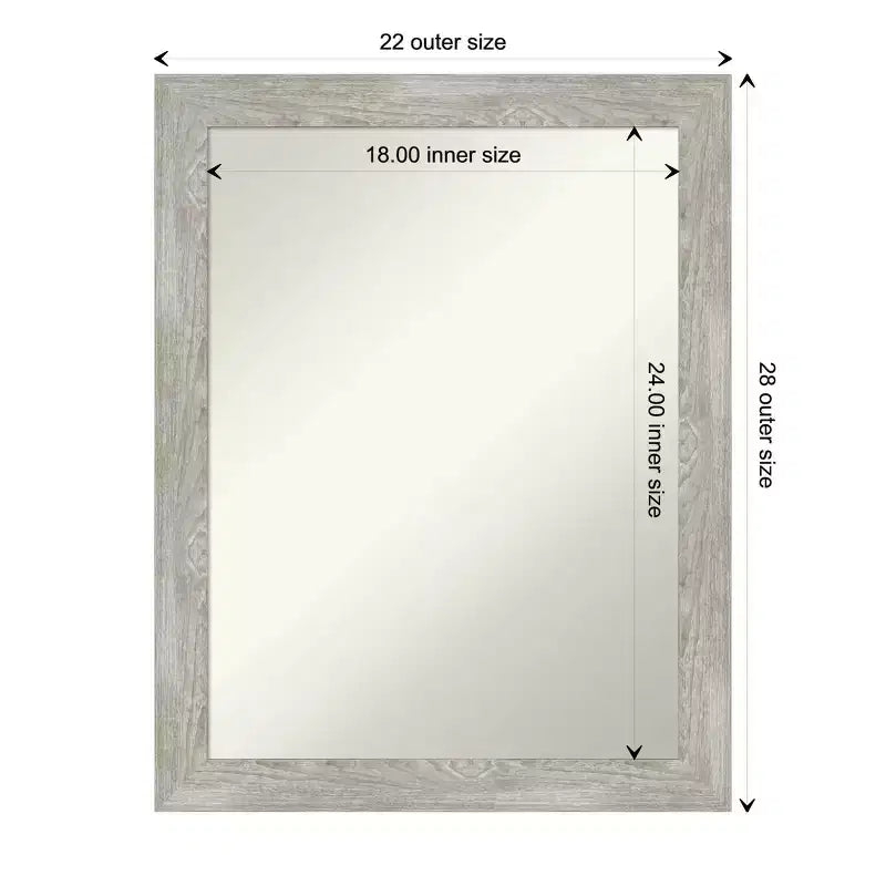 Gray Wash Narrow Framed Rectangle Wall Mirror, Single