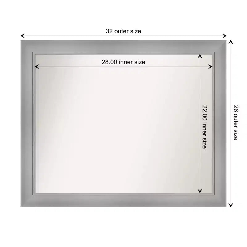 Polished Nickel Rectangle Wall Mirror, Single