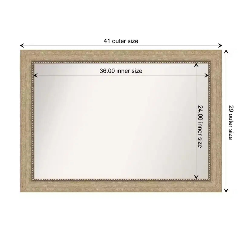 Champagne & Bronze Rectangle Wall Mirror, Framed, Single