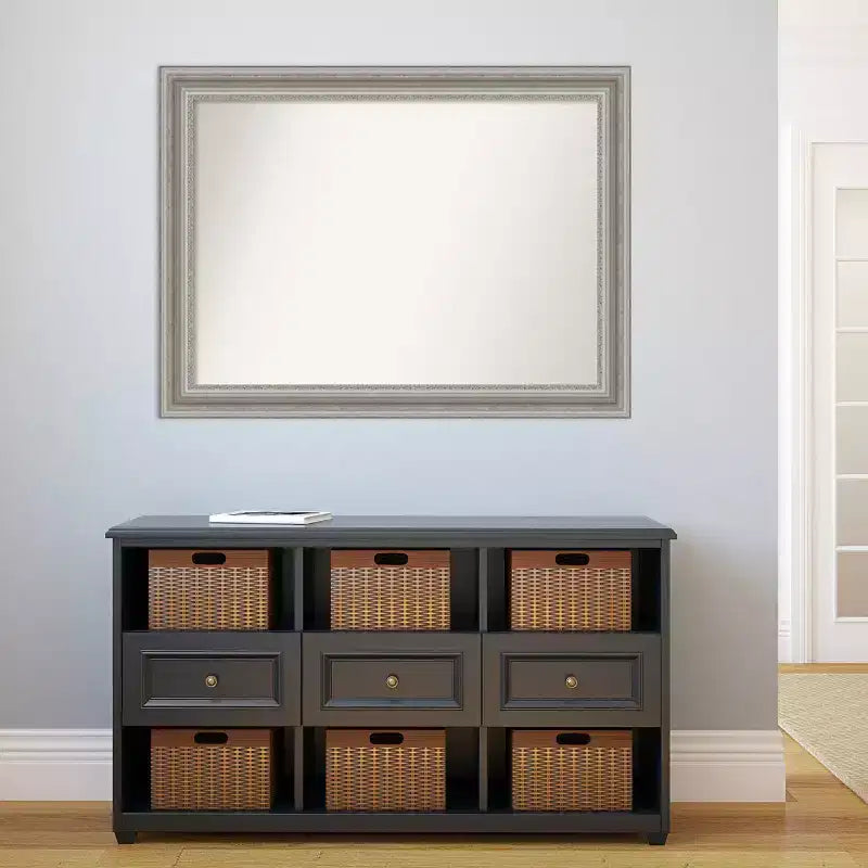 Silver Rectangle Non-Beveled Wall Mirror – Single, Polystyrene Frame