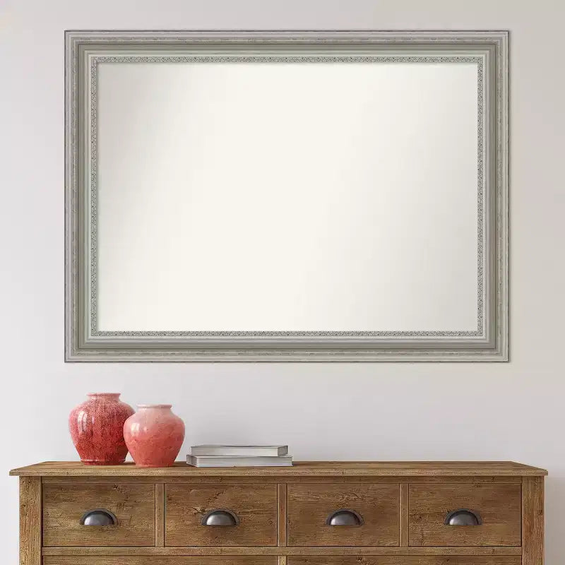 Silver Rectangle Non-Beveled Wall Mirror – Single, Polystyrene Frame