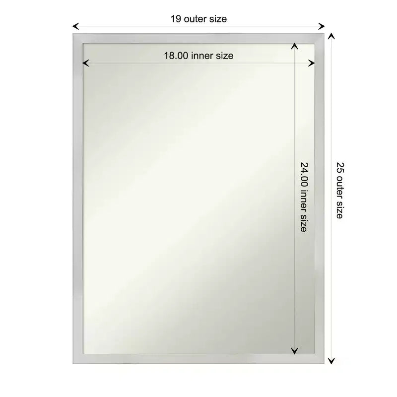 Silver Rectangular Wood Frame Wall Mirror, Single, 19.5" x 25.5"