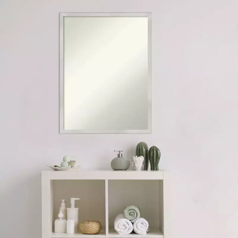 Silver Rectangular Wood Frame Wall Mirror, Single, 19.5" x 25.5"
