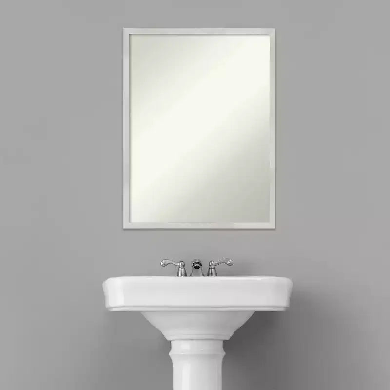 Silver Rectangular Wood Frame Wall Mirror, Single, 19.5" x 25.5"