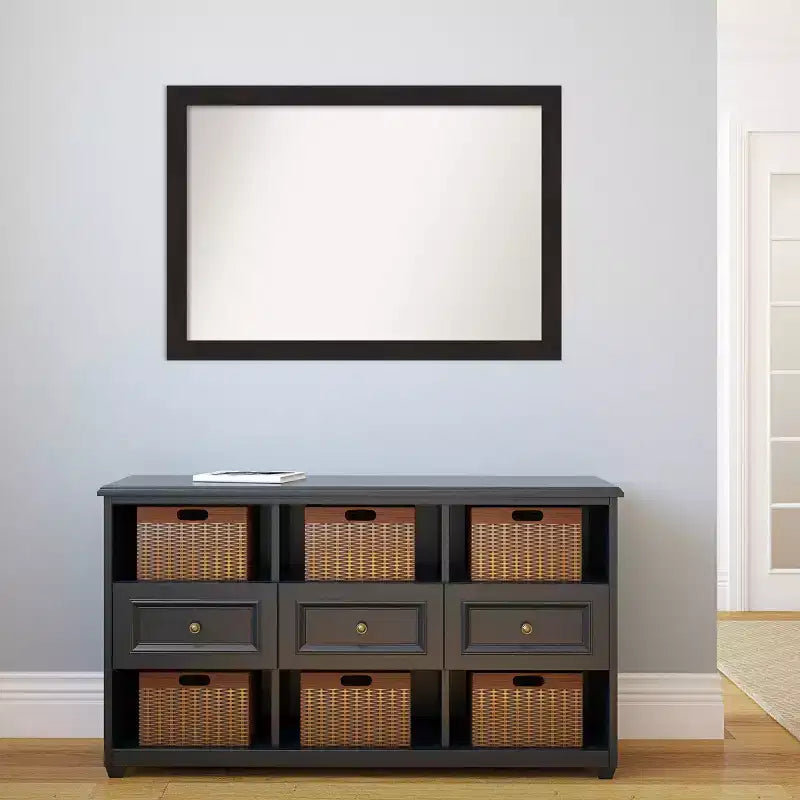 Espresso Brown Rectangular Framed Wall Mirror, Single, 40" x 28"