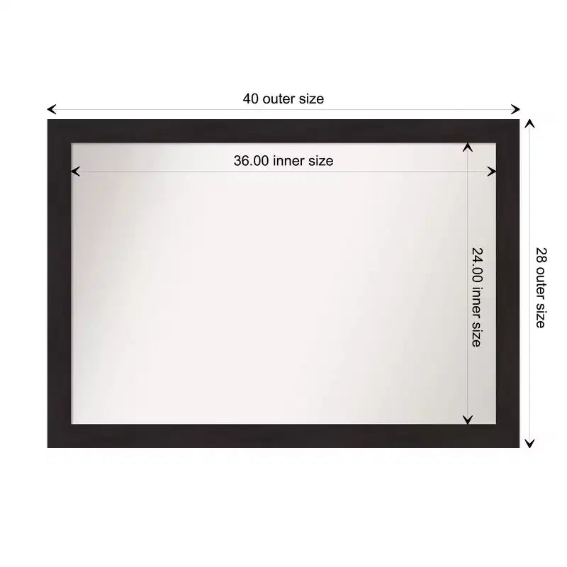 Espresso Brown Rectangular Framed Wall Mirror, Single, 40" x 28"