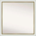 29" x 29" Non-Beveled Eva White Gold Narrow Wall Mirror - Amanti Art: Modern Square, Polystyrene Frame