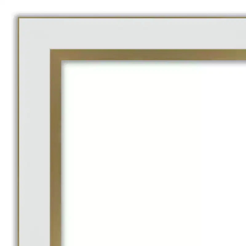 29" x 29" Square Wall Mirror – White & Gold Narrow Frame, Single
