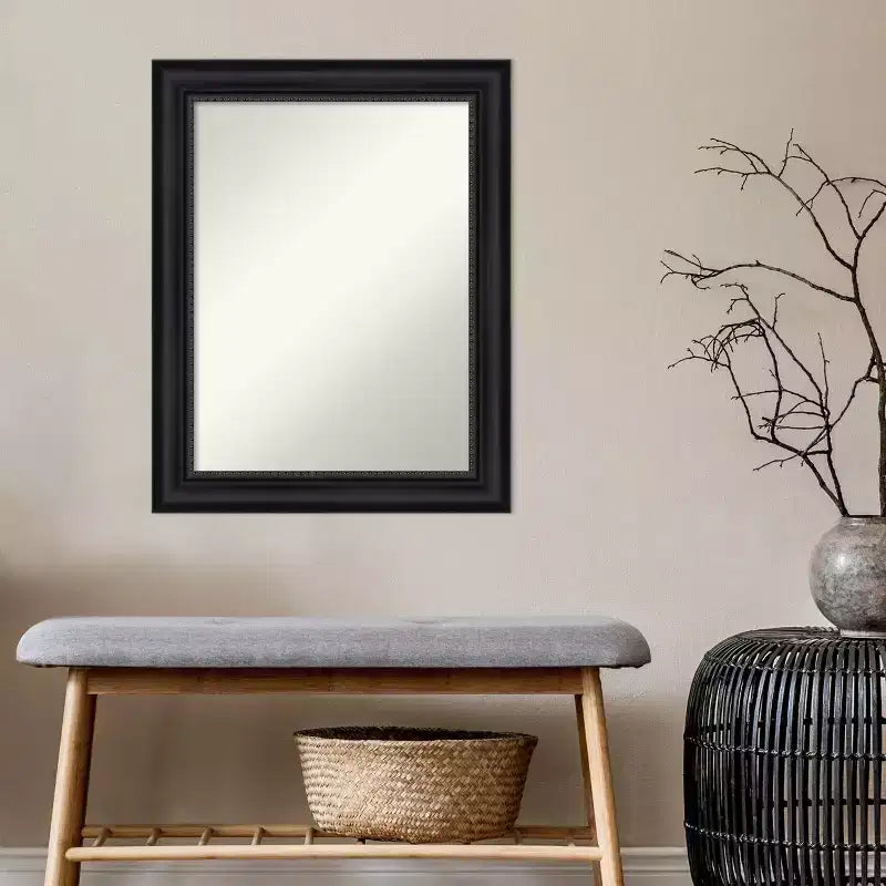 Black Rectangular Framed Wall Mirror – Single, 23" x 29"