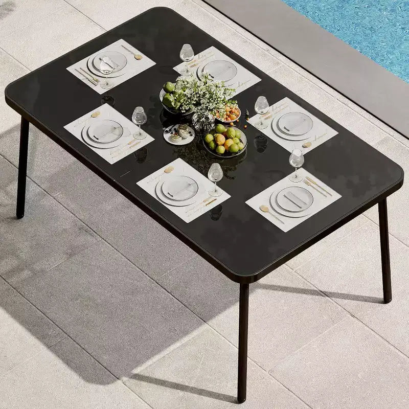 Black Square Wood Dining Table, Seats up to 6