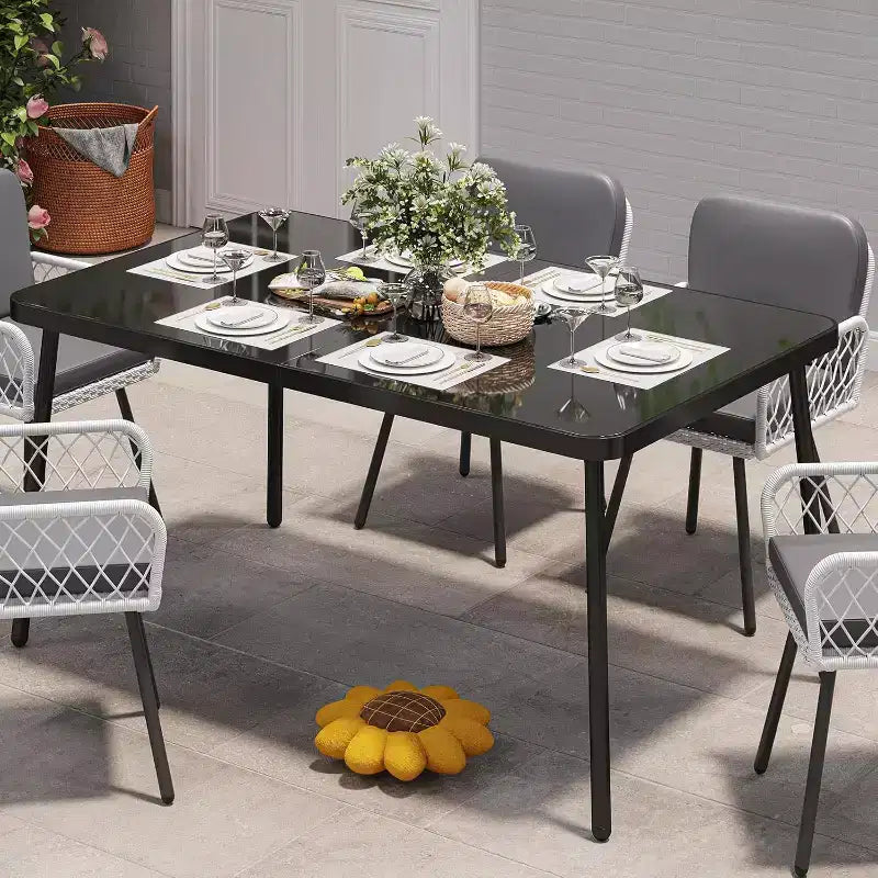 Black Square Wood Dining Table, Seats up to 6