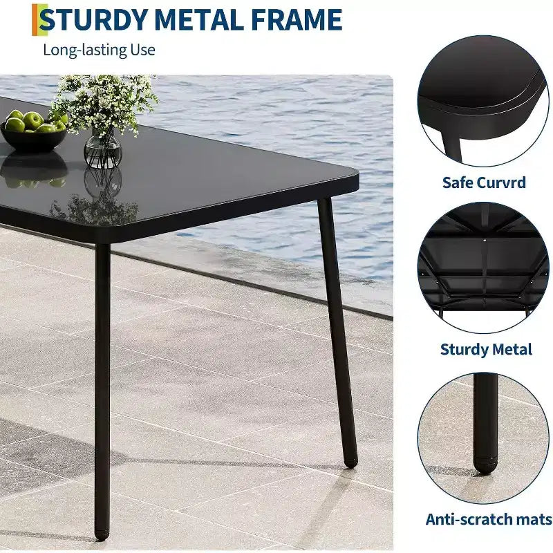 Black Square Wood Dining Table, Seats up to 6