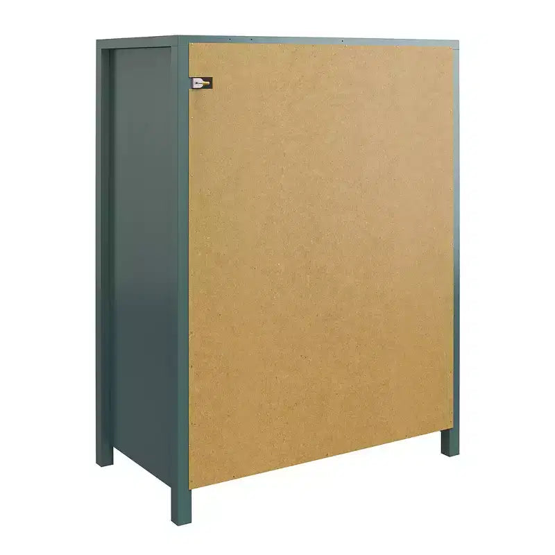 Dark Green 5-Drawer Dresser with Gold Handles