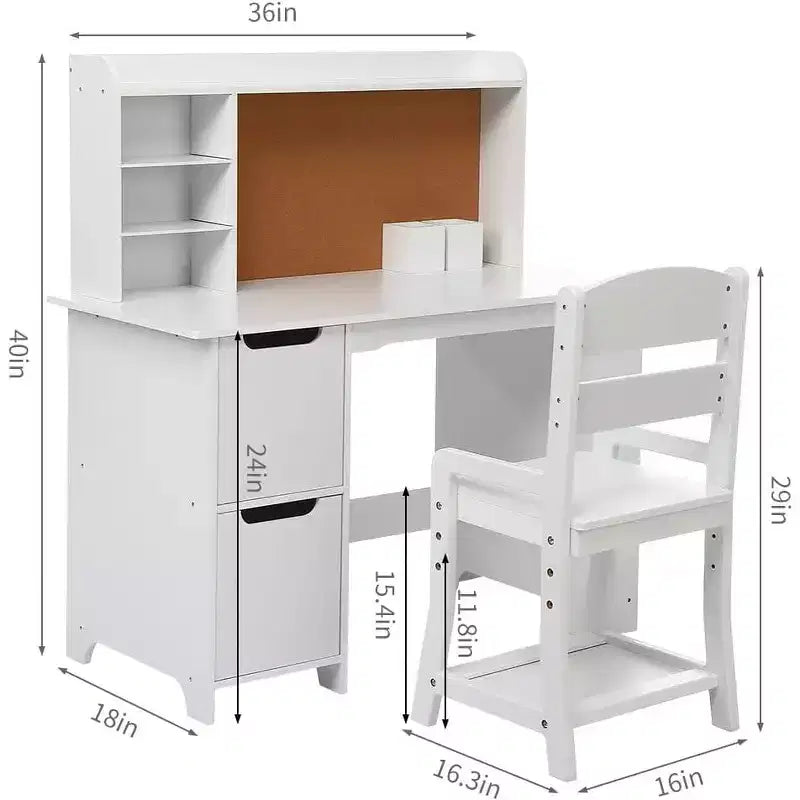 Brown Wooden Kids Desk & Chair Set, 1-Child, Ages 3–8