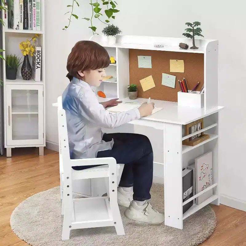 Brown Wooden Kids Desk & Chair Set, 1-Child, Ages 3–8