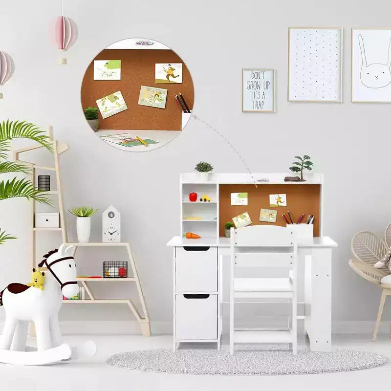Brown Wooden Kids Desk & Chair Set, 1-Child, Ages 3–8