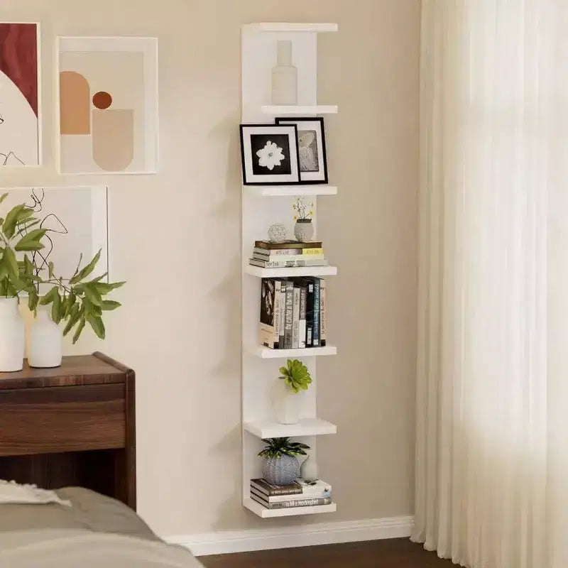 White 7-Tier Floating Wall Shelf, Single