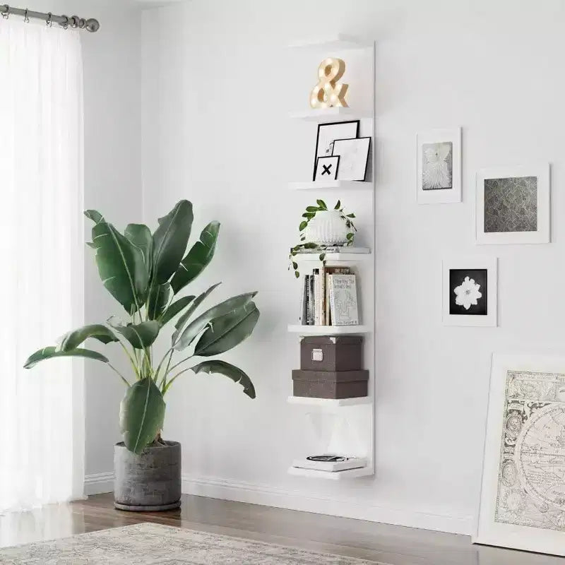 White 7-Tier Floating Wall Shelf, Single