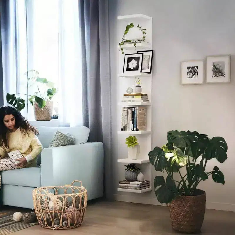 White 7-Tier Floating Wall Shelf, Single