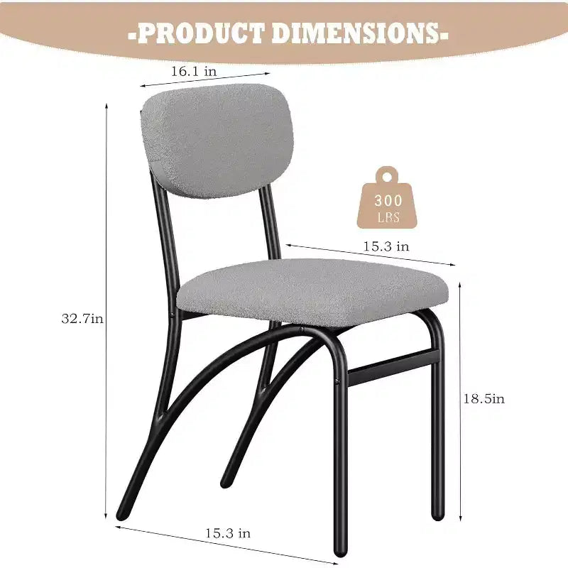 Gray & Off-White Boucle Armless Dining Chair, Set of 4 (Seats 4)