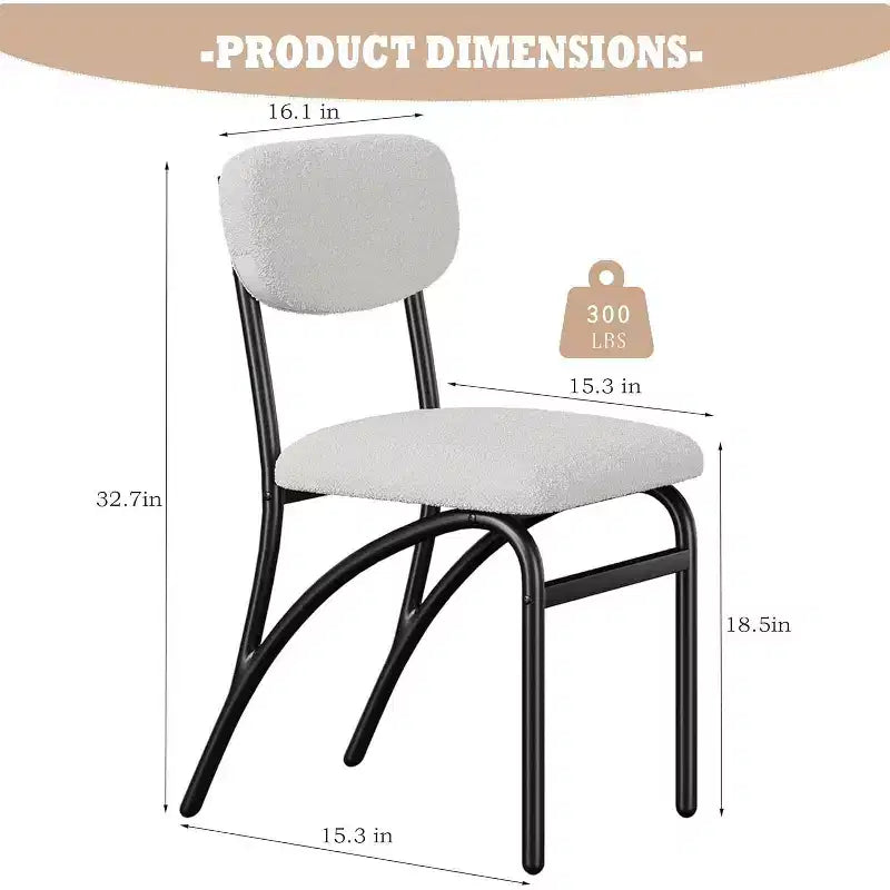 Gray & Off-White Boucle Armless Dining Chair, Set of 4 (Seats 4)