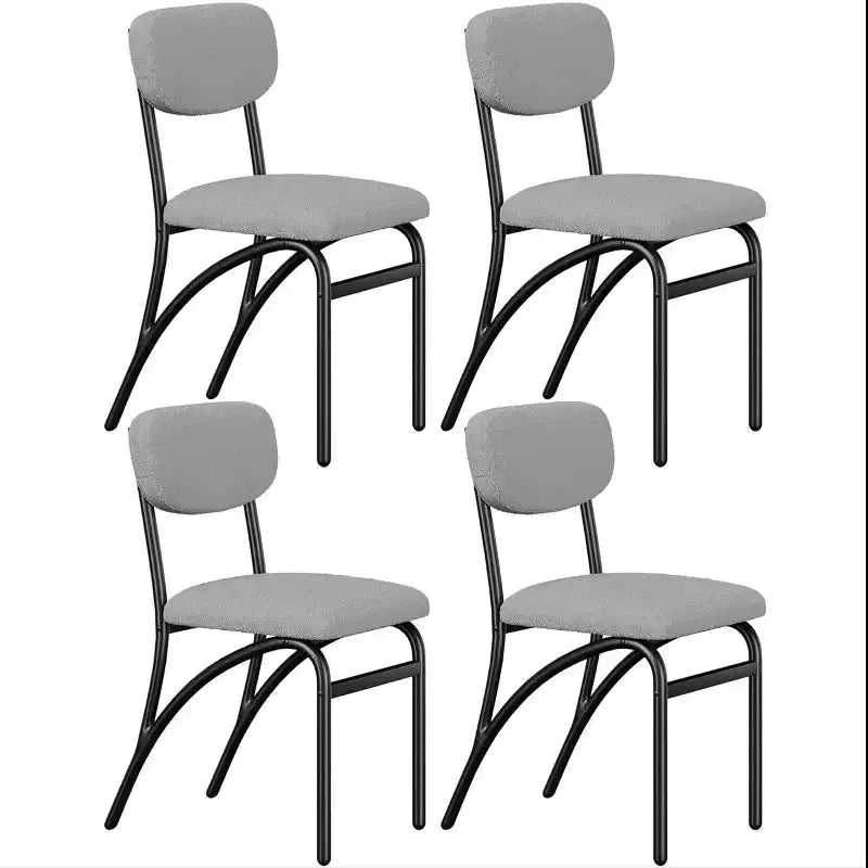 Set of 4 Boucle Fabric Dining Chairs, Modern Kitchen Chairs with Black Metal Legs & Ergonomic Backrest