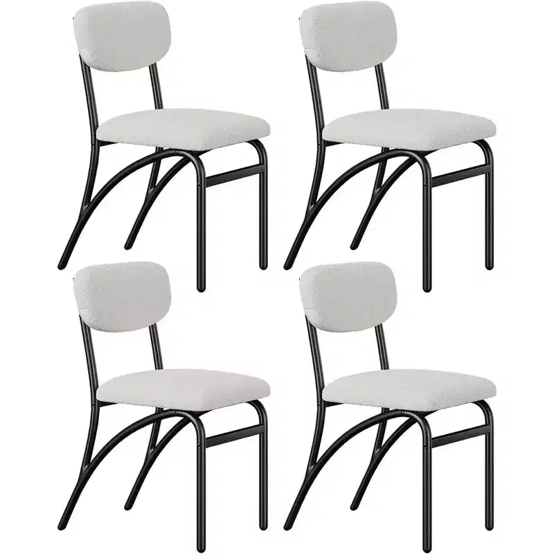 Gray & Off-White Boucle Armless Dining Chair, Set of 4 (Seats 4)