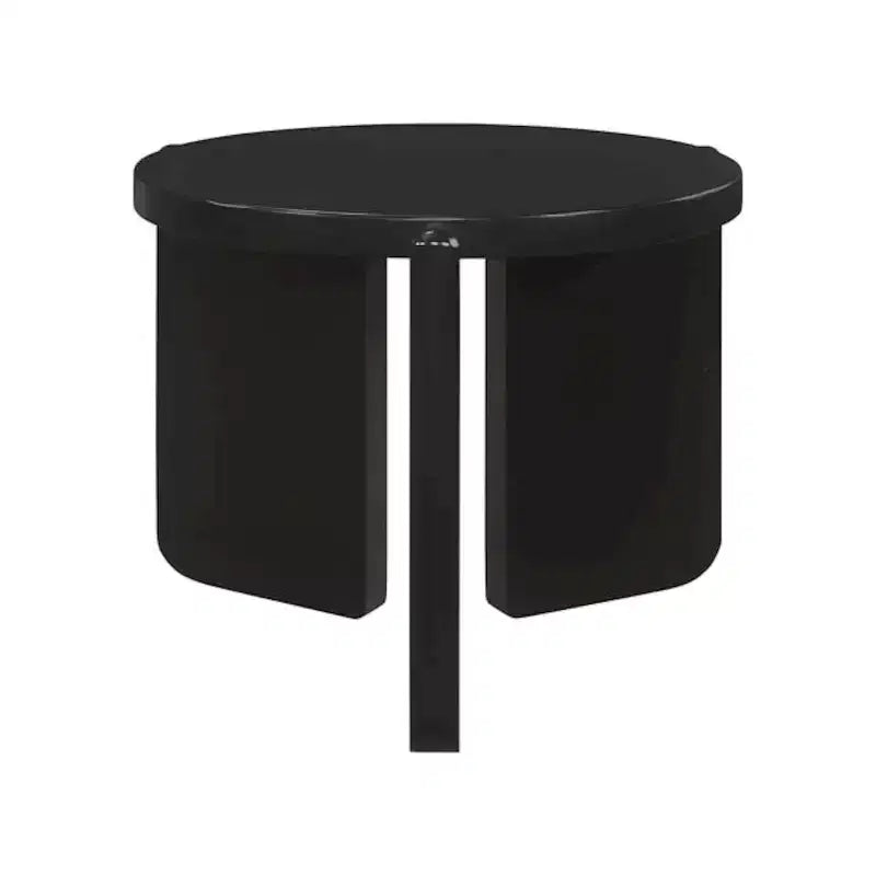 Black Round 2-Piece Solid Wood Coffee & End Table Set
