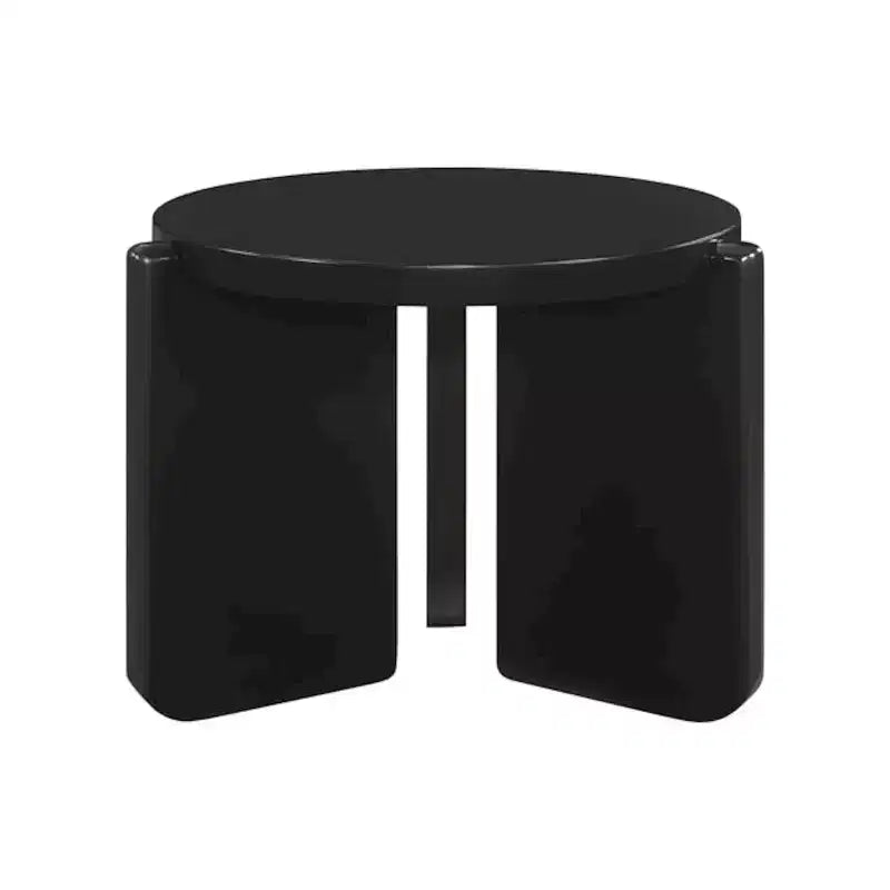 Black Round 2-Piece Solid Wood Coffee & End Table Set