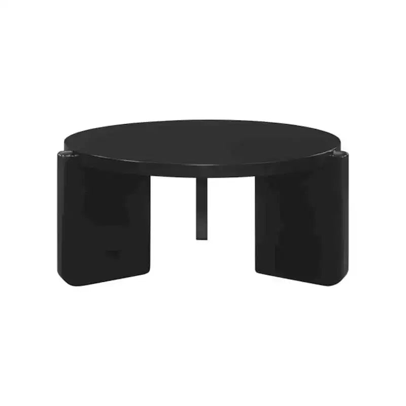 Black Round 2-Piece Solid Wood Coffee & End Table Set