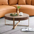 MAYEERTY 31.5 Inch Modern Round Coffee Table, Small Center Table with Stainless Steel Cross Base for Living Room Bedroom