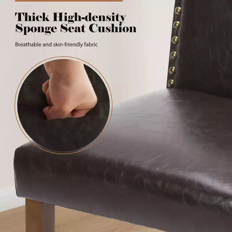 Beige/Black/Gray Retro High-Back Armless Dining Chair, Set of 2, Seats 1 per Chair