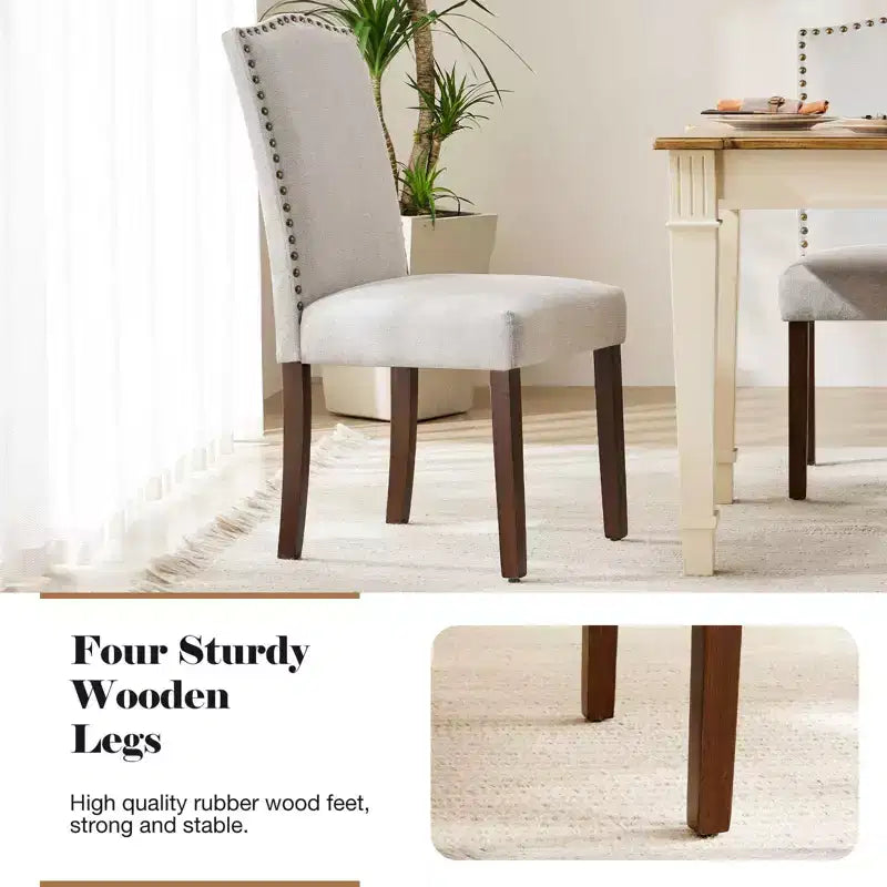 Beige/Black/Gray Retro High-Back Armless Dining Chair, Set of 2, Seats 1 per Chair