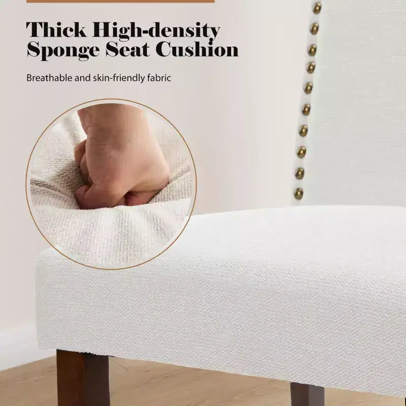 Beige/Black/Gray Retro High-Back Armless Dining Chair, Set of 2, Seats 1 per Chair