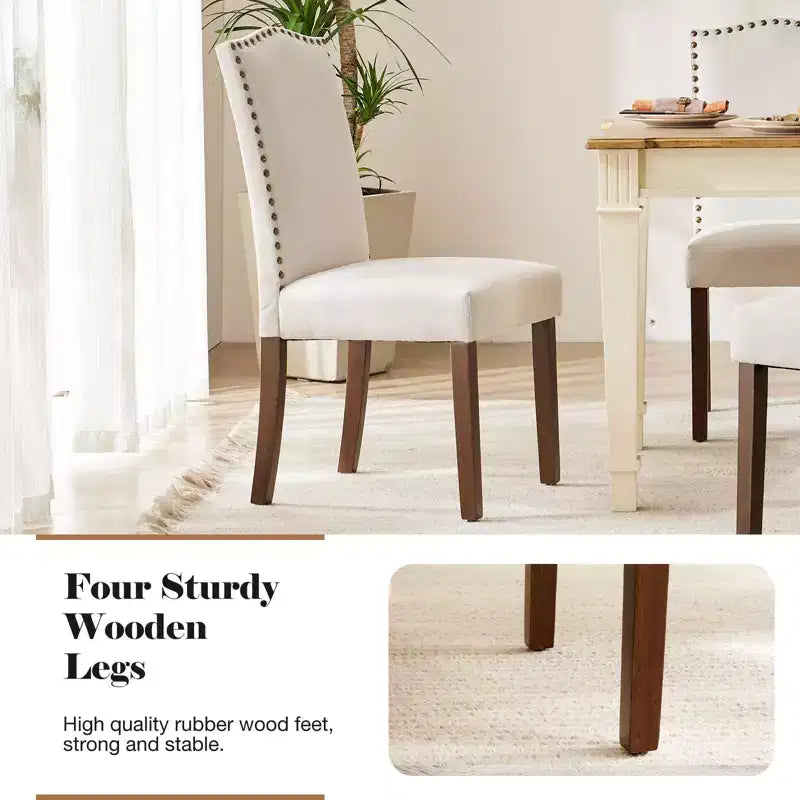 Beige/Black/Gray Retro High-Back Armless Dining Chair, Set of 2, Seats 1 per Chair
