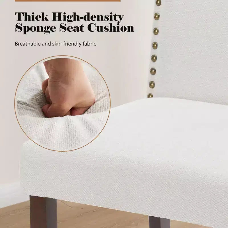 Beige/Black/Gray Retro High-Back Armless Dining Chair, Set of 2, Seats 1 per Chair