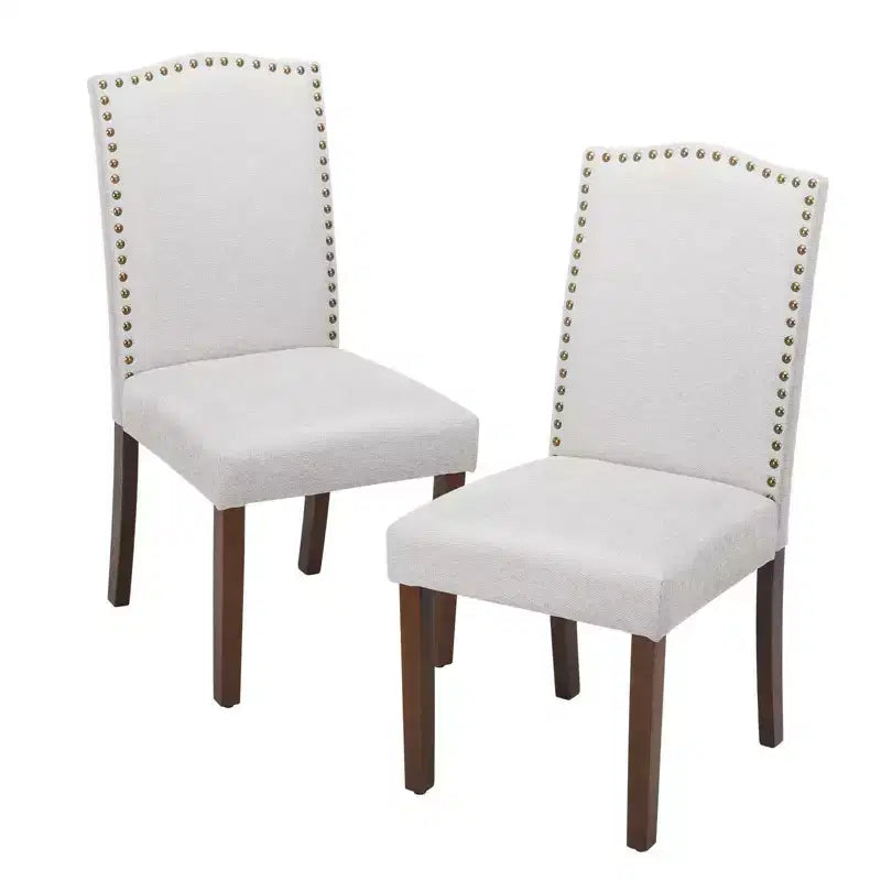 Beige/Black/Gray Retro High-Back Armless Dining Chair, Set of 2, Seats 1 per Chair