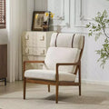 MAYEERTY Mid Century Modern Accent Armchair, Solid Wood Frame High Back Ergonomic Beige Cushions, Living Room Bedroom Reading Nook, Beige