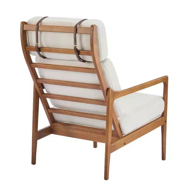 Beige Mid-Century Modern Accent Chair, Upholstered, 1-Seat