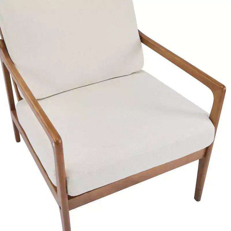 Beige Mid-Century Modern Accent Chair, Upholstered, 1-Seat