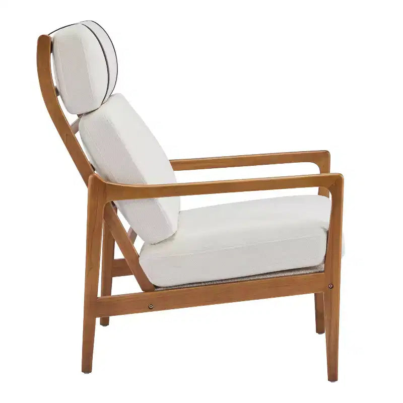 Beige Mid-Century Modern Accent Chair, Upholstered, 1-Seat