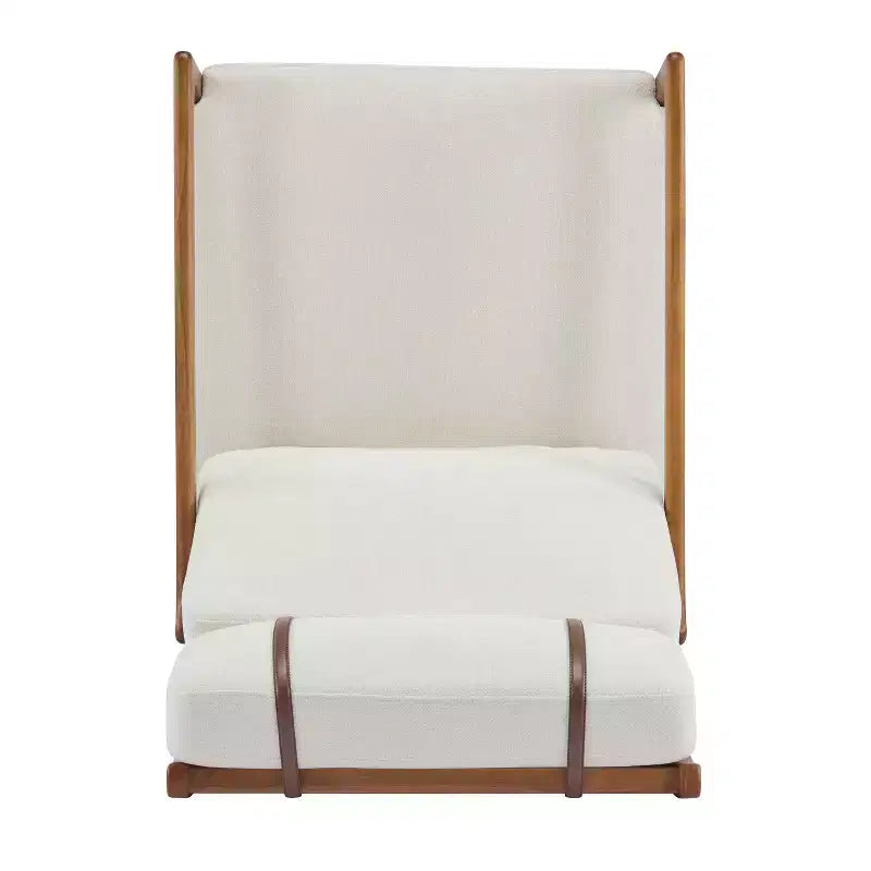 Beige Mid-Century Modern Accent Chair, Upholstered, 1-Seat