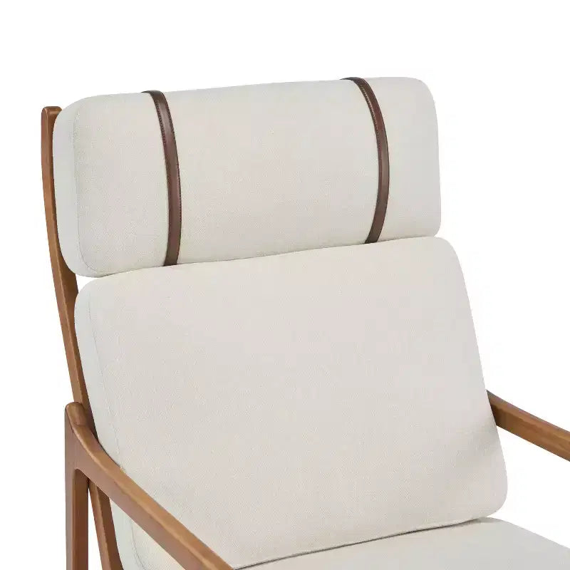 Beige Mid-Century Modern Accent Chair, Upholstered, 1-Seat
