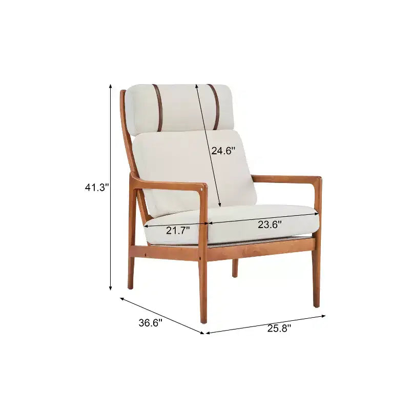 Beige Mid-Century Modern Accent Chair, Upholstered, 1-Seat