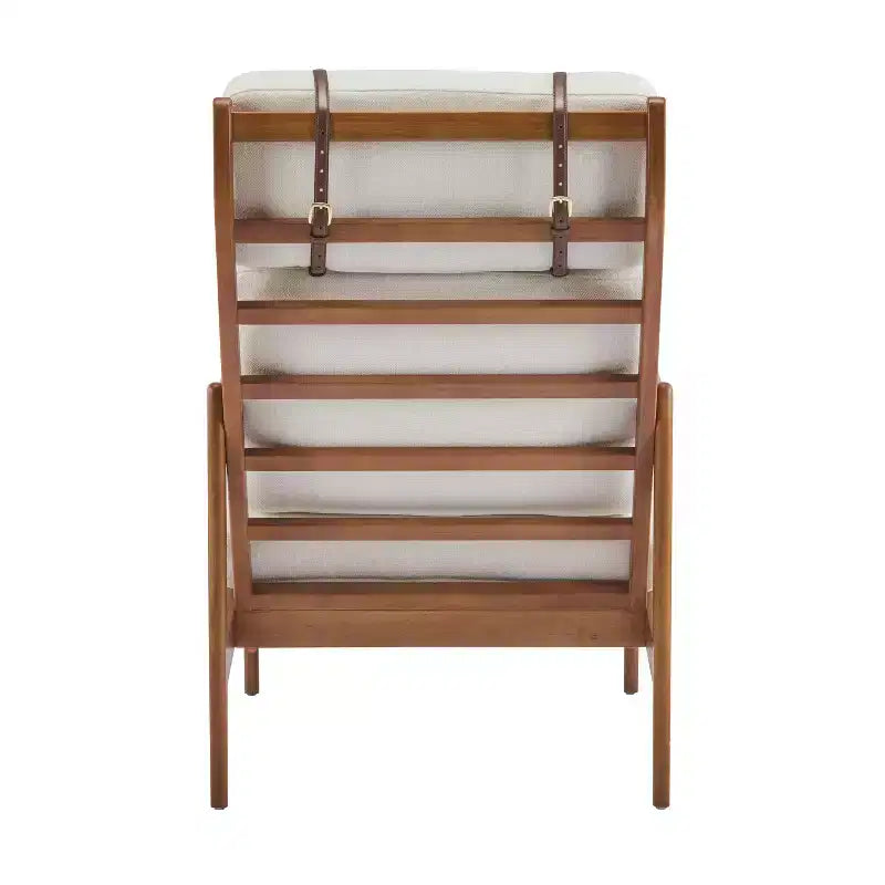 Beige Mid-Century Modern Accent Chair, Upholstered, 1-Seat