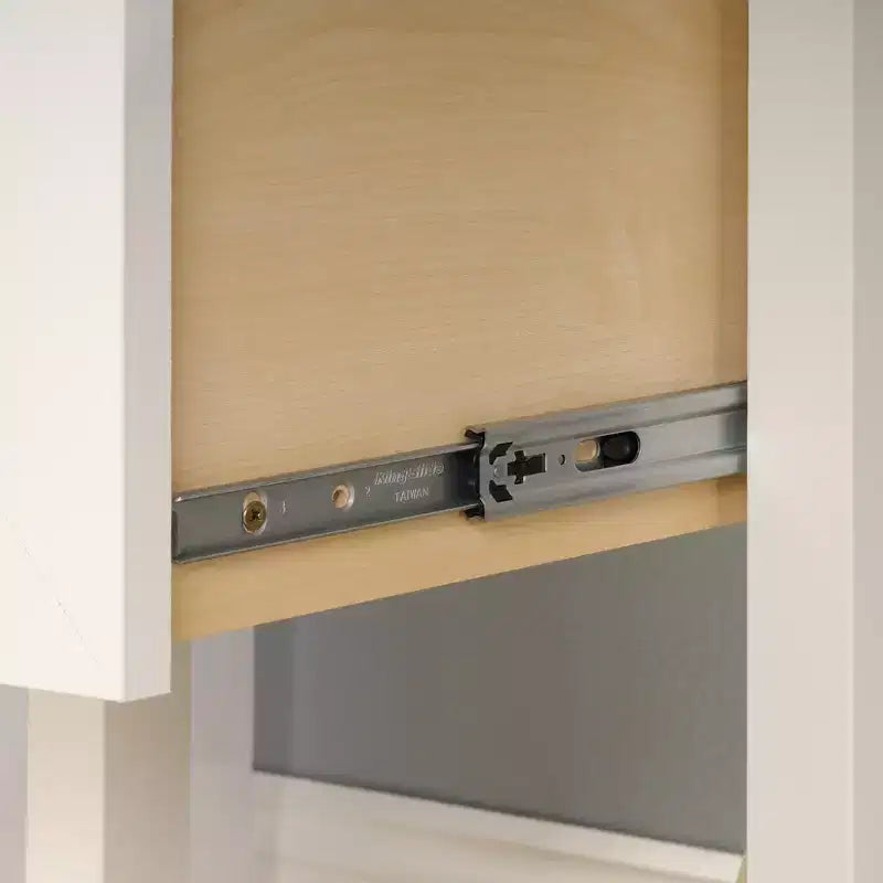 White Wood Desk with Drawers and Open Shelf, 1-Person