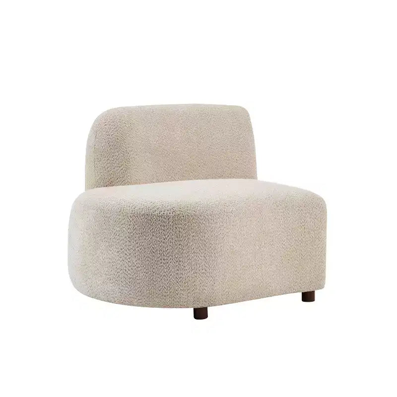 Beige Boucle Curved Sofa, Modern Style, Seats 2