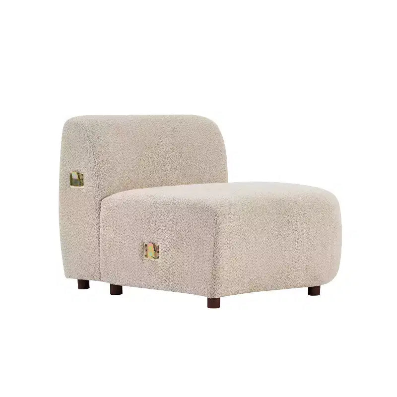 Beige Boucle Curved Sofa, Modern Style, Seats 2