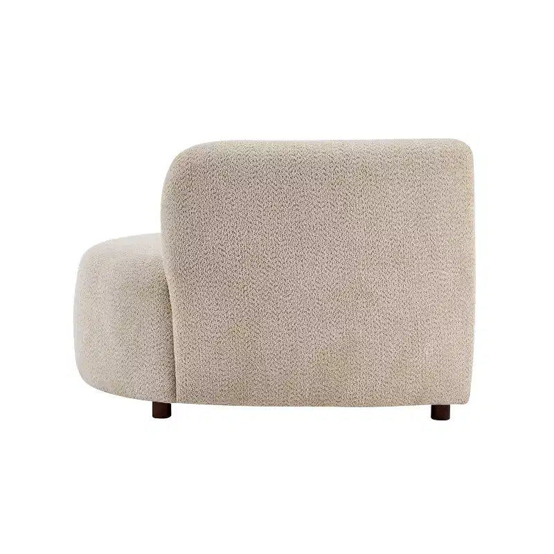 Beige Boucle Curved Sofa, Modern Style, Seats 2